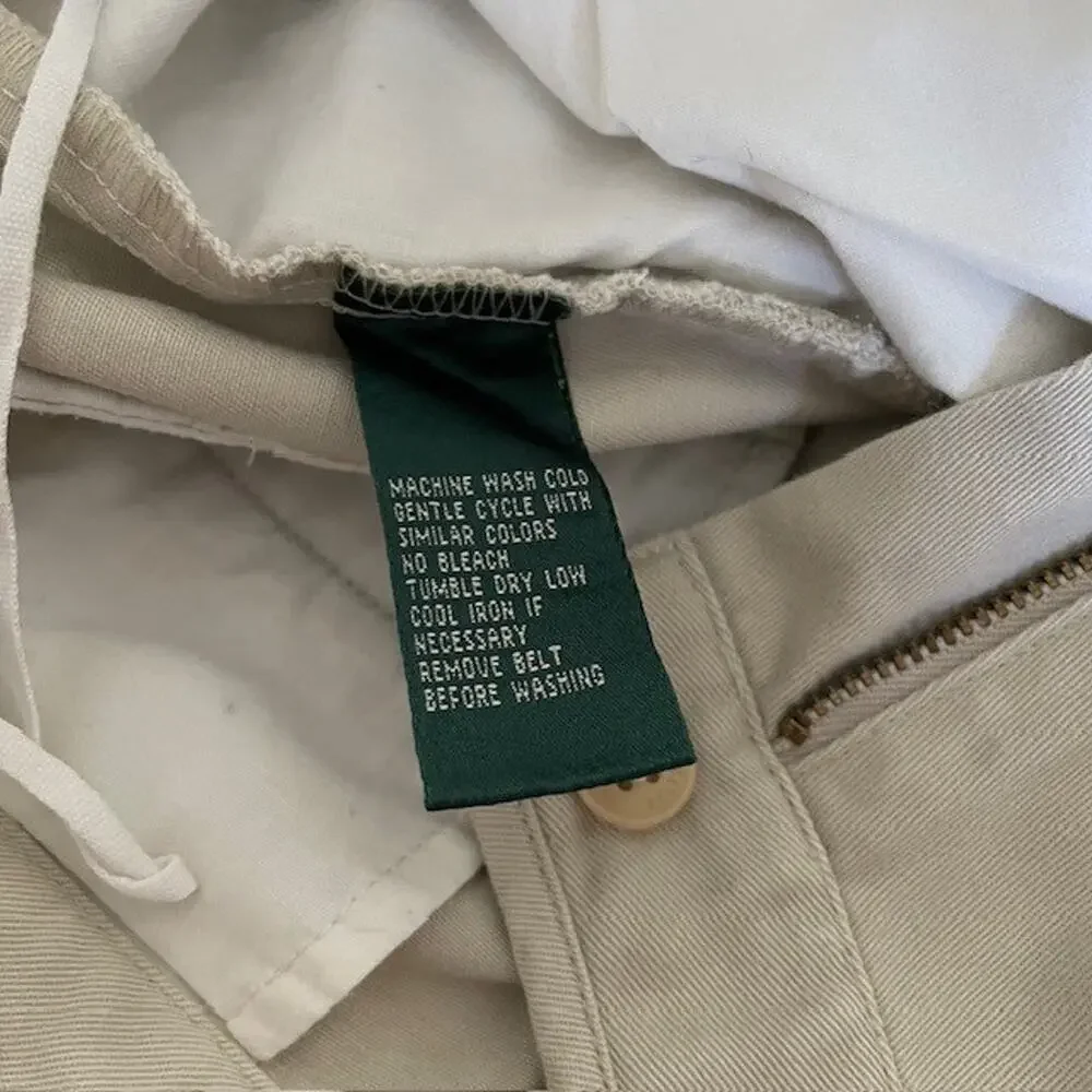 Lauren Ralph Lauren Sz 4 Woman Khaki Chino Straight Pants Cotton Classic Preppy